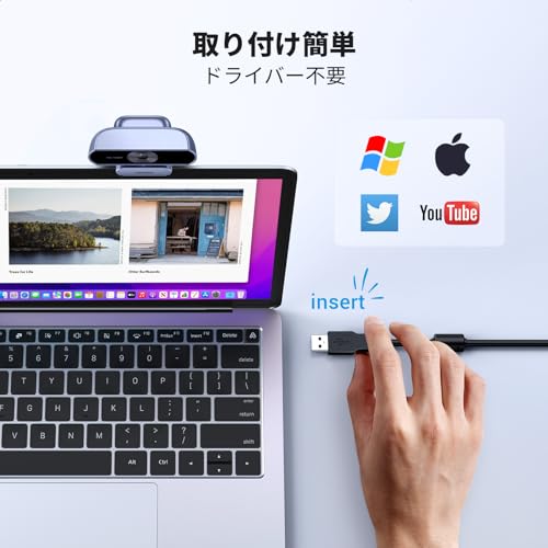 UGREEN Webカメラ FineCam Lite 1080P@30Hz 200万画素 85°超広視野角 スペースグレイの特徴・詳細 画像