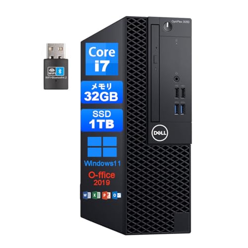 【整備済み品】DellデスクトップOptiPlex3050SFFCorei7 7700デスクトップPC 32G+SSD1000GBの外観・全体像 画像