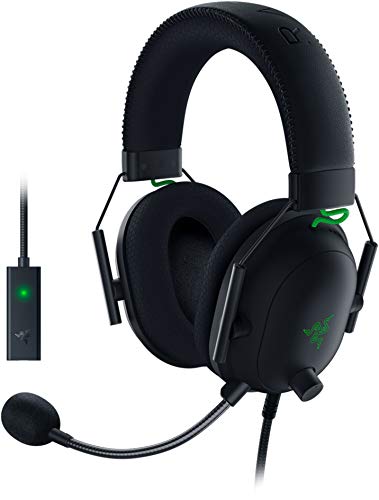 Razer BlackShark V2 ゲーミングヘッドセット USBサウンドカード付 ヘッドセット USB 3.5mmアナログ THX 7.1ch 立体音響 特許技術採用チタンコート50mmドライバー 単一指向性マイク ノイズキャンセリング 高遮音性イヤーカップ 軽量262g PC PS4 PS5 Nintendo Switch 【日本正規代理店保証品】 RZ04-03230100-R3M1の外観・全体像 画像