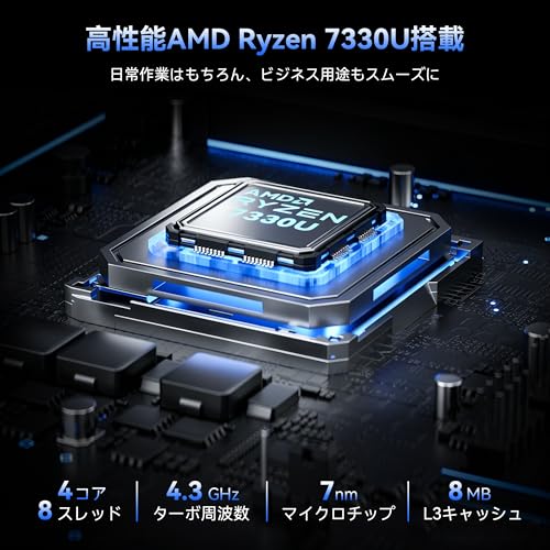 NiPoGi ミニpc Ryzen 7330U【2026新型・3500Uより倍速い】 mini pc 最大4.3GHz 4C/8T 4K 3画面対応 フル機能type-cミニパソコン Win11 Pro みにpc USB3.2×6学習向け・オフィス用 16GB+256GB SSD（4TB拡張可）P2 小型pcの特徴・詳細 画像