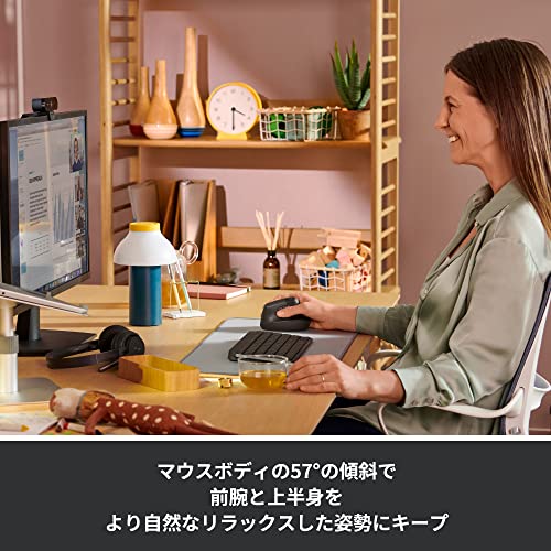 ロジクール ワイヤレス 縦型 静音 エルゴノミック マウス LIFT M800GR Logi Bolt Bluetooth Unifying非対応 smartwheel ワイヤレスマウス 無線 windows mac chrome iPad Android OS M800 グラファイト 国内正規品の特徴・詳細 画像