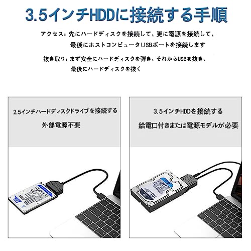 SATA-USB 変換ケーブル 2.5/3.5インチ SSD/HDD用 SATAケーブル 高速転送 USB3.0変換ケーブル Windows/Mac OS 両対応 (SA-TA USB変換アダプタ)の詳細・まとめ 画像