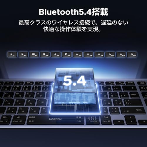 UGREEN ワイヤレスキーボード 【Bluetooth＆2.4G】 無線 フルキーボード テンキー付 USB-C充電式 薄型 JIS 日本語配列 最大3台マルチペアリング対応 IOS/Android/Windows/Mac OS対応の特徴・詳細 画像