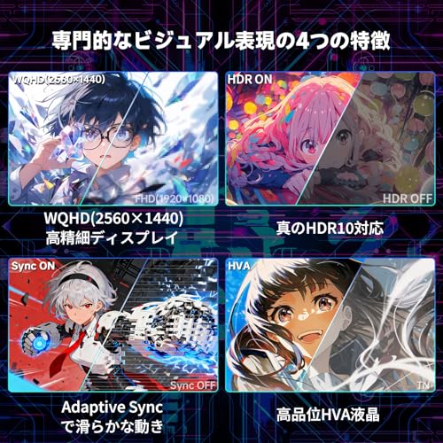 KTC 27インチ 湾曲ゲーミングモニター WQHD (2560x1440) 144Hz 1ms(MPRT) 1500R 4000:1コントラスト比 HDR10 sRGB99%/DCI-P3 92% 色域カバー率 ΔE<2 VAパネル AdaptiveSync対応 PS5対応 HDMI2.0×2 DP1.4×1 VESA チルト調整可能 H27S5Cの特徴・詳細 画像
