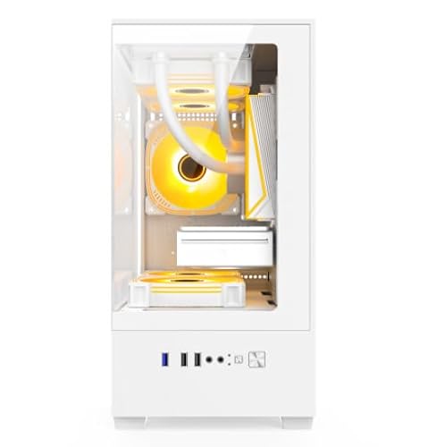 KAGAMI H-2 ホワイトミドルタワー ゲーミングPCケース M-ATXマザーボード対応両面強化ガラスパネルの特徴・詳細 画像
