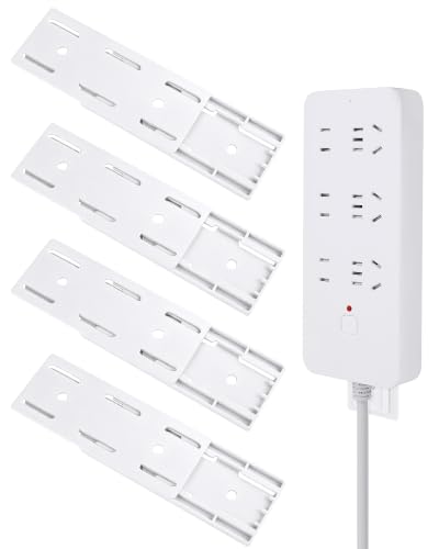 電源タップ 固定ホルダー 粘着式 穴あけ不要 4 個入り コンセントタップ 壁掛け 取り付け簡単 移動可能 強力粘着 ルーター/リモコン収納 ケーブル整理 ホワイト コード整理 ケーブル収納 リビング オフィス 配線スッキリの外観・全体像 画像