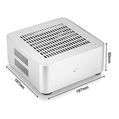 RGEEK PCケース デスクトップ すべてのアルミニウム コンピュータの小型PCケース (80MM, 銀(穴を開ける)の詳細・まとめ 画像