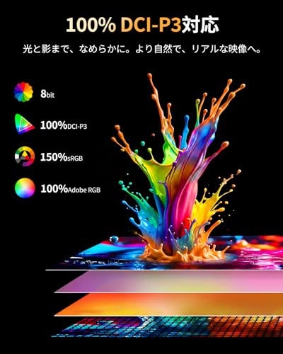 モバイルモニター 15.6インチ 4K QLED UPERFECT ポータブルモニター 100%DCI-P3 IPS 軽量690g 磁気カバー付きの特徴・詳細 画像