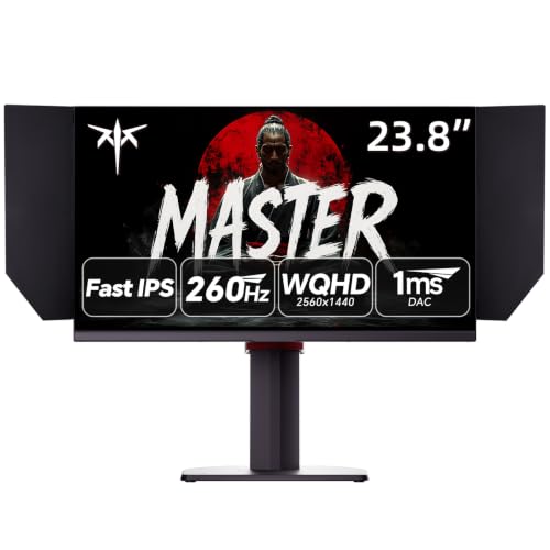 【Amazon.co.jp限定】KTC 23.8 インチ WQHD ゲーミングモニター 240Hz(260Hz OC) 1ms(MPRT) Fast IPS パネル 3年保証 450cd/㎡ 99%sRGB Adaptive Sync HDMI2.0×2 / DP1.4×2 回転対応 遮光フード付 VESA対応 3年保証 24M1 1