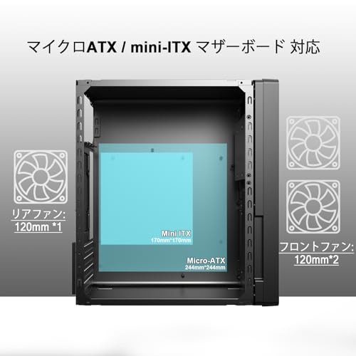 MAQUY Micro ATX PCケース ミニタワー SPCC 0.8mm鋼板 ファン非付属 小型デスクトップ MATX/ITX対応 ホームオフィス用 冷却拡張可 HDD/SSDマウント- S1の詳細・まとめ 画像
