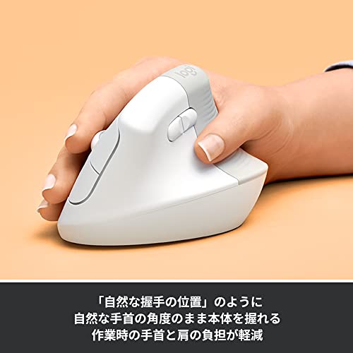 ロジクール ワイヤレス 縦型 静音 エルゴノミック マウス LIFT M800PG Logi Bolt Bluetooth Unifying非対応 smartwheel ワイヤレスマウス 無線 windows mac chrome iPad Android OS M800 ペイルグレー 国内正規品の特徴・詳細 画像