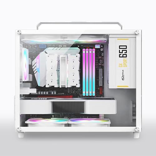 pcケース ミドルタワー pcケース 透明強化ガラスモデル micro-atx シルバー MINI型の外観・全体像 画像