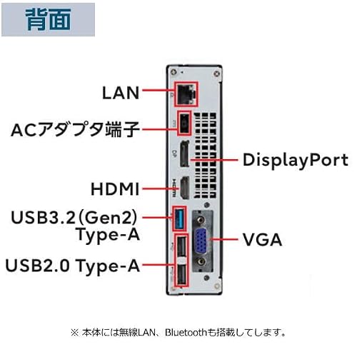 【無線LAN搭載】富士通 ESPRIMO G6015/AX FMVB25006P Windows11 Pro Core i5-14400T メモリ16GB SSD 256GB 光学ドライブ非搭載 高速無線LANax Wi-Fi6E Bluetooth5.4 ウルトラスモール デスクトップパソコン (モニター別売)の特徴・詳細 画像