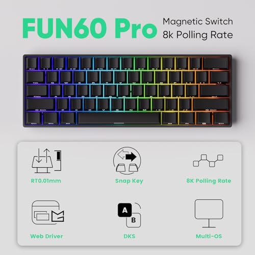 MonsGeek FUN60 Pro SP 英語配列 有線モデル 0.01mm ラピッドトリガー対応 高コスパ ゲーミングキーボード ブラックの特徴・詳細 画像