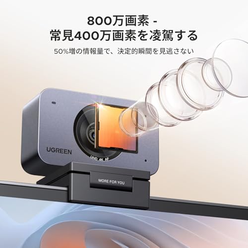 UGREEN FineCam 4K Webカメラ 4K/30fps オートフォーカス 三脚付き 2026iFデザイン賞の特徴・詳細 画像