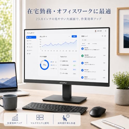 KOORUIモニター 24インチ 100Hz FHDディスプレイ PCモニター VAパネル 非光沢 sRGB99% HDMIブルーライト軽減VESAの特徴・詳細 画像