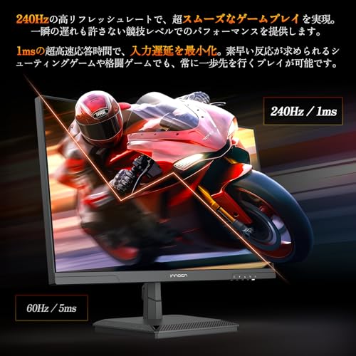INNOCN ゲーミング モニター 24 .5インチ 240Hz IPSパネル モニター WQHD ゲームモニター ブラック(HDMI 2.1x2/DisplayPort 1.4x2/傾き調整/VESA対応/非光沢ディスプレイ)25G2Sの特徴・詳細 画像
