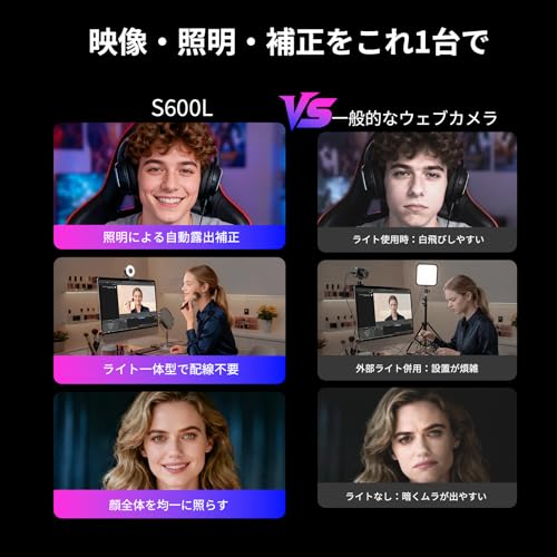 EMEET S600L 4K Webカメラ リングライト一体型 美肌の詳細・まとめ 画像