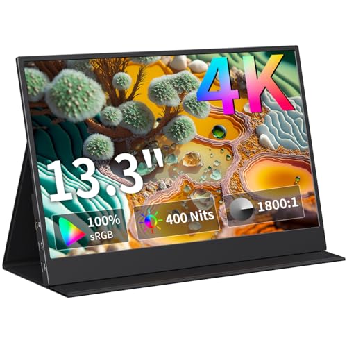 KEEPTIME モバイルモニター 13.3インチ 4K UHD IPSパネル 薄型 軽量 USB-C HDMI対応 ノートPC/スマホ/ゲーム機対応 1