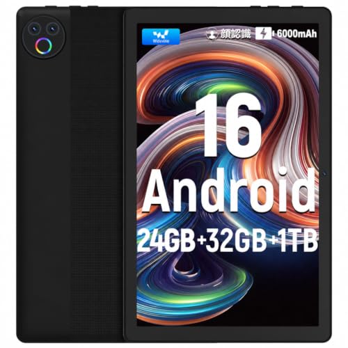 タブレット - HiGrace 10インチ Android16 Wi-Fiモデル 1280*800 IPS画面 RGBライト搭載 24GB+32GB+1TB拡張 6000mAhバッテリー Bluetooth5.4 アンドロイド タブレット Type-C OTG 無線投影 顔認識 Widevine L1対応 GMS認証 日本語説明書の外観・全体像 画像