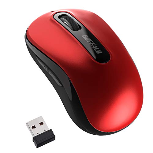 バッファロー マウス ワイヤレス 5ボタン 最大584日使用可能 BlueLED レッド BSMBW315RDの外観・全体像 画像