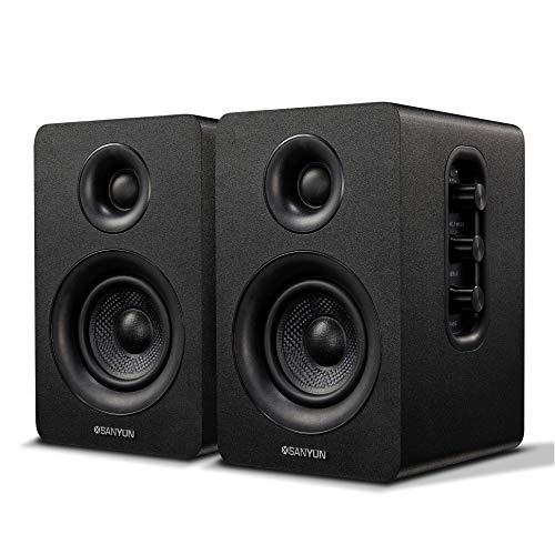 Sanyun SW208 アクティブブックシェルフスピーカー Bluetooth 5.0 3” DAC 24bitの外観・全体像 画像