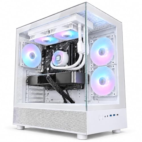 TITAN GAMING 【240mm水冷CPUクーラー搭載 / GeForce RTX 5060搭載 】 メーカー保証1年 ゲーミングPC デスクトップパソコン Ryzen 7 5700X メモリ32GB NVMe SSD 1TB Windows 11 Home ホワイトの外観・全体像 画像
