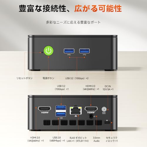 GMKtec G3 Ultra ミニPC Intel 7505 3.5GHz 16GB+256GB SSD 9TB拡張 4K2画面 Win11Proの特徴・詳細 画像