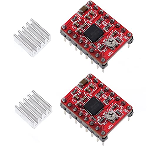 RASBEE 2個セット A4988 ステッピングモータドライバモジュール RepRap 3Dプリンター キット 並行輸入品 HR4988 HR-A4988 Ramps 1.4用 ドライバーボード モーター駆動 ヒートシンク付き StepStick 駆動モジュールの外観・全体像 画像