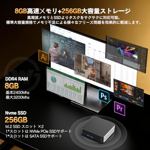 Wingame ミニPC Intel N95 Win11 Pro Office2024 4K 3画面出力 WiFi6 8GB+256GB 超小型の特徴・詳細 画像