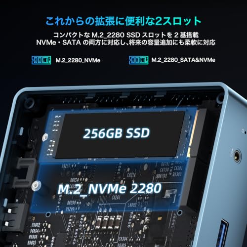 ミニpc Intel 5205U【2026超高コスパ·12GB+256GB（8TB拡張可能）】 Bmax mini pc Windows11 Pro 動作より安定 4K 高速熱放散 静音 小型超軽量ミニパソコン SATA/NVMe対応 デュアルSSDスロット 2.4G/5GWi-Fi5 BT5.0 省電力 小型パソコン 学習/オフィス向け 企業用/業務用の特徴・詳細 画像